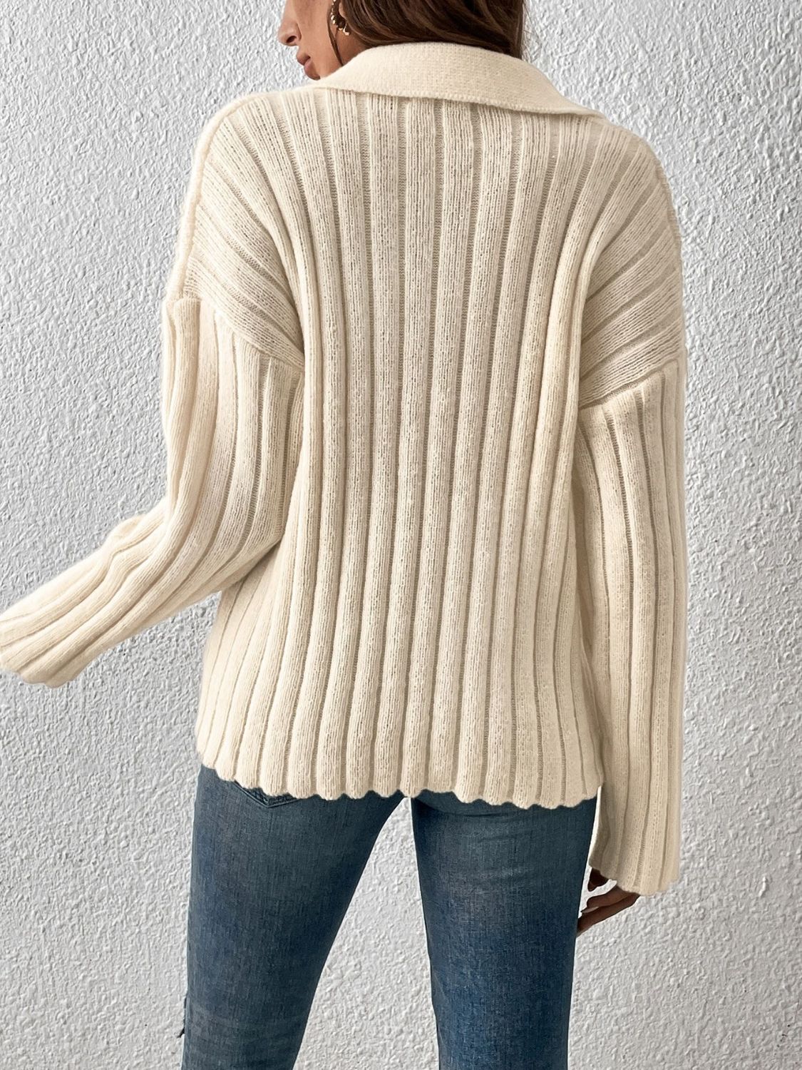 Johnny Collar Long Sleeve Sweater - Supernovarieties Boutique