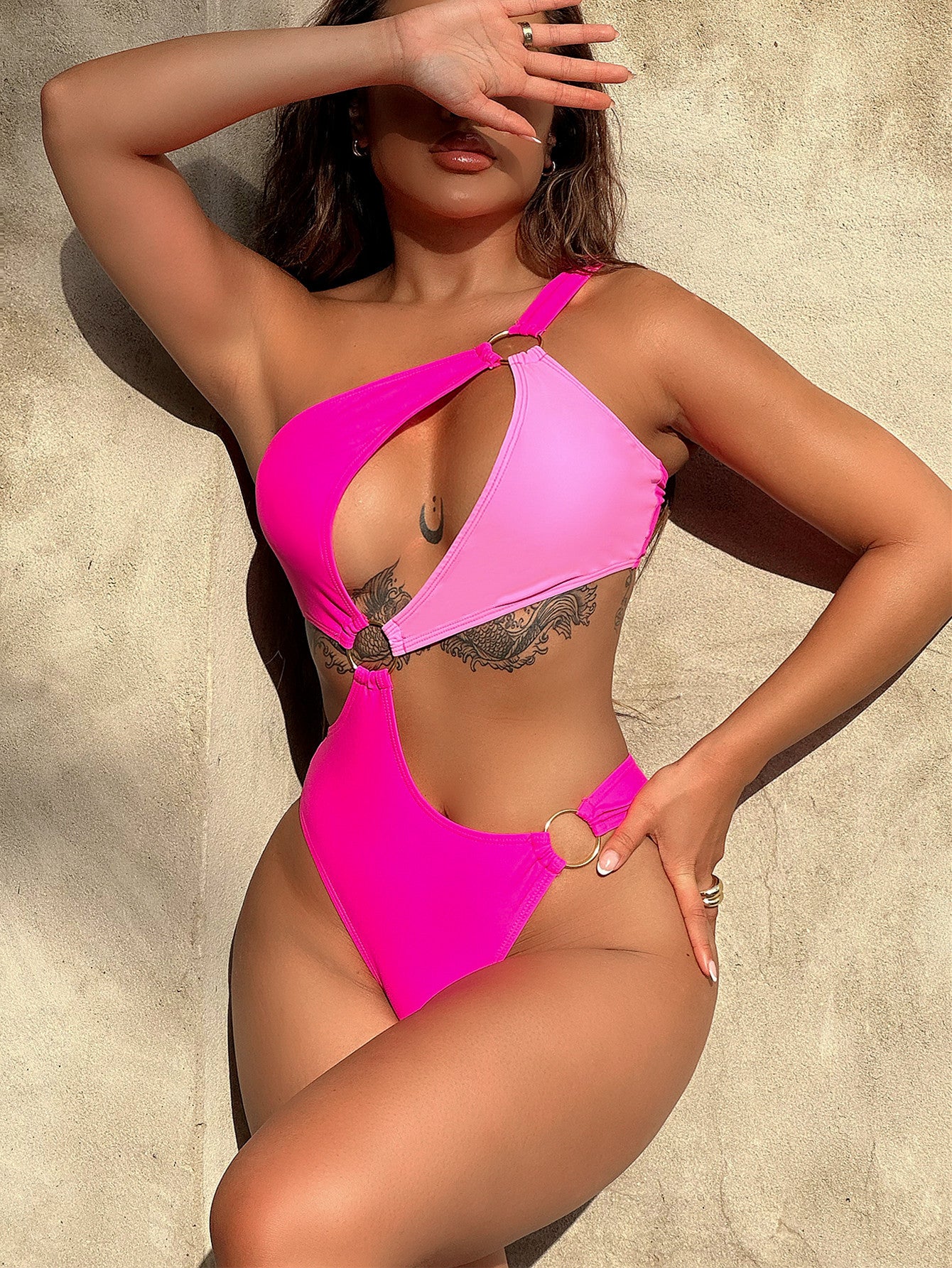 One-Shoulder Cutout Ring Detail One-Piece Swimsuit - Supernovarieties Boutique