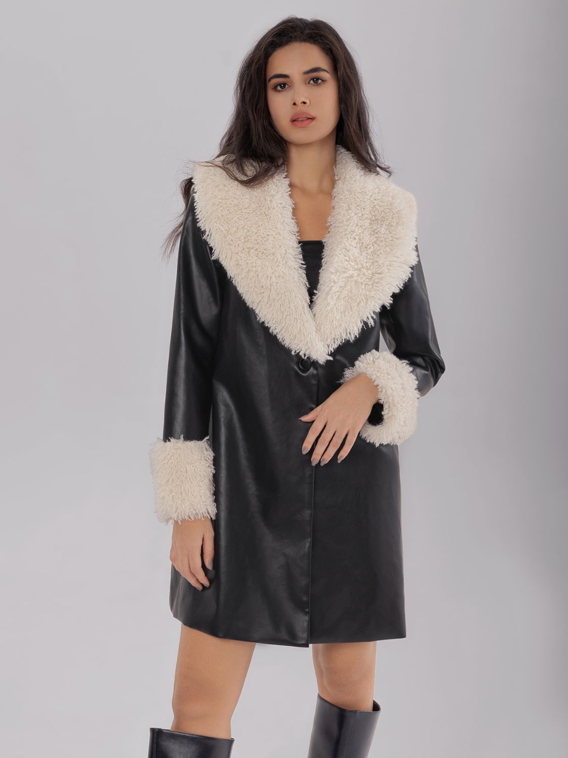 Fuzzy Long Sleeve Longline Coat - Supernovarieties Boutique