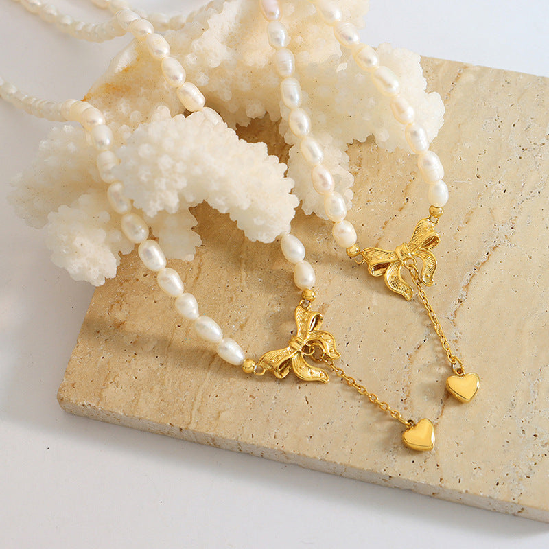 Titanium Steel Freshwater Pearl Heart Necklace - Supernovarieties Boutique