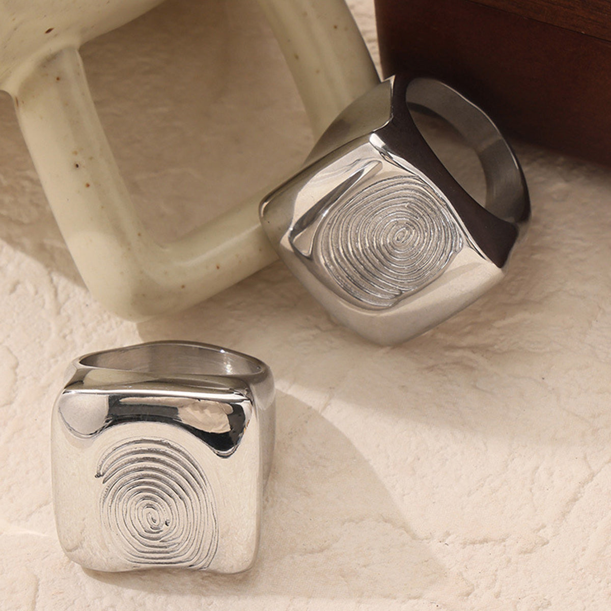 Titanium Steel Fingerprint Signet Ring - Supernovarieties Boutique