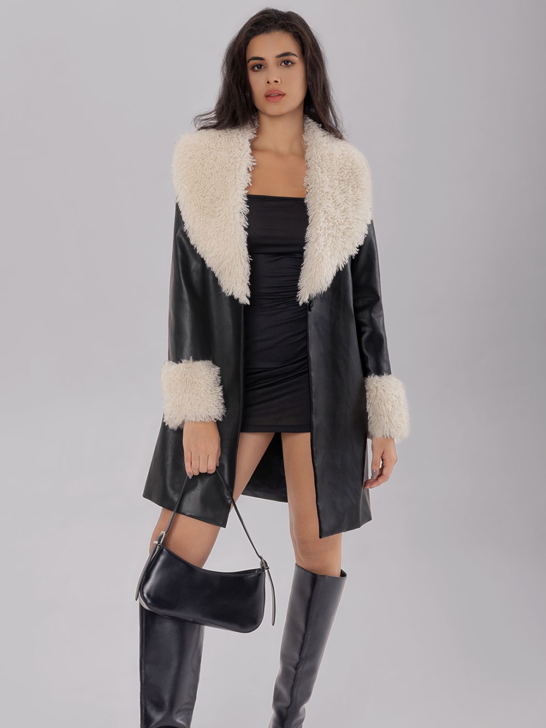 Fuzzy Long Sleeve Longline Coat - Supernovarieties Boutique