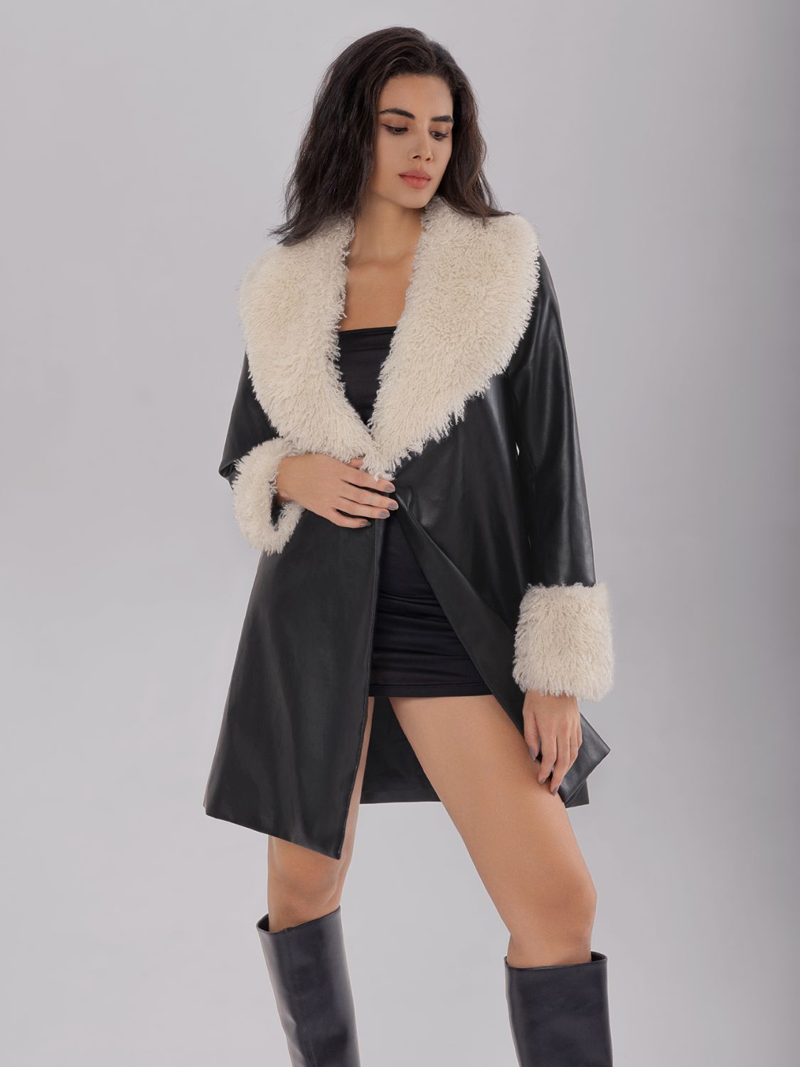 Fuzzy Long Sleeve Longline Coat - Supernovarieties Boutique