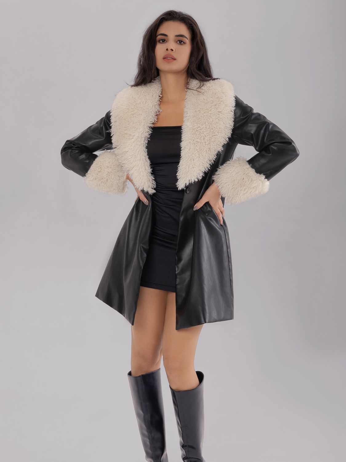 Fuzzy Long Sleeve Longline Coat - Supernovarieties Boutique