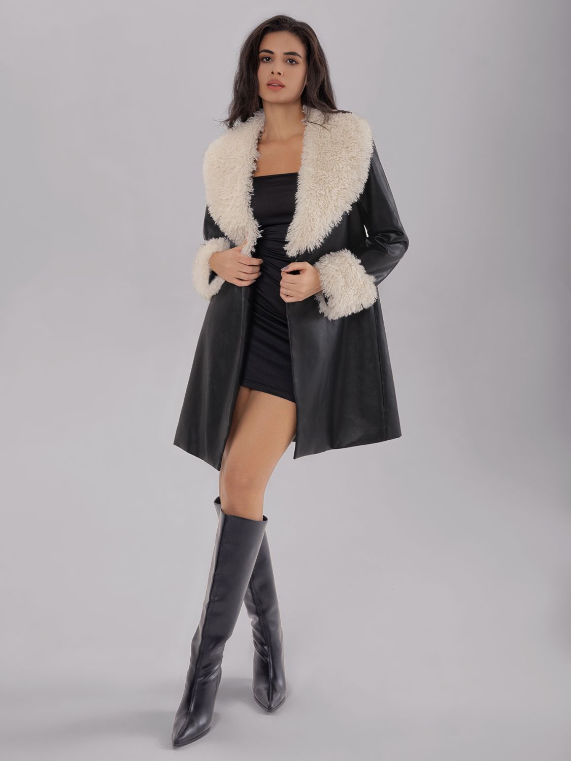 Fuzzy Long Sleeve Longline Coat - Supernovarieties Boutique