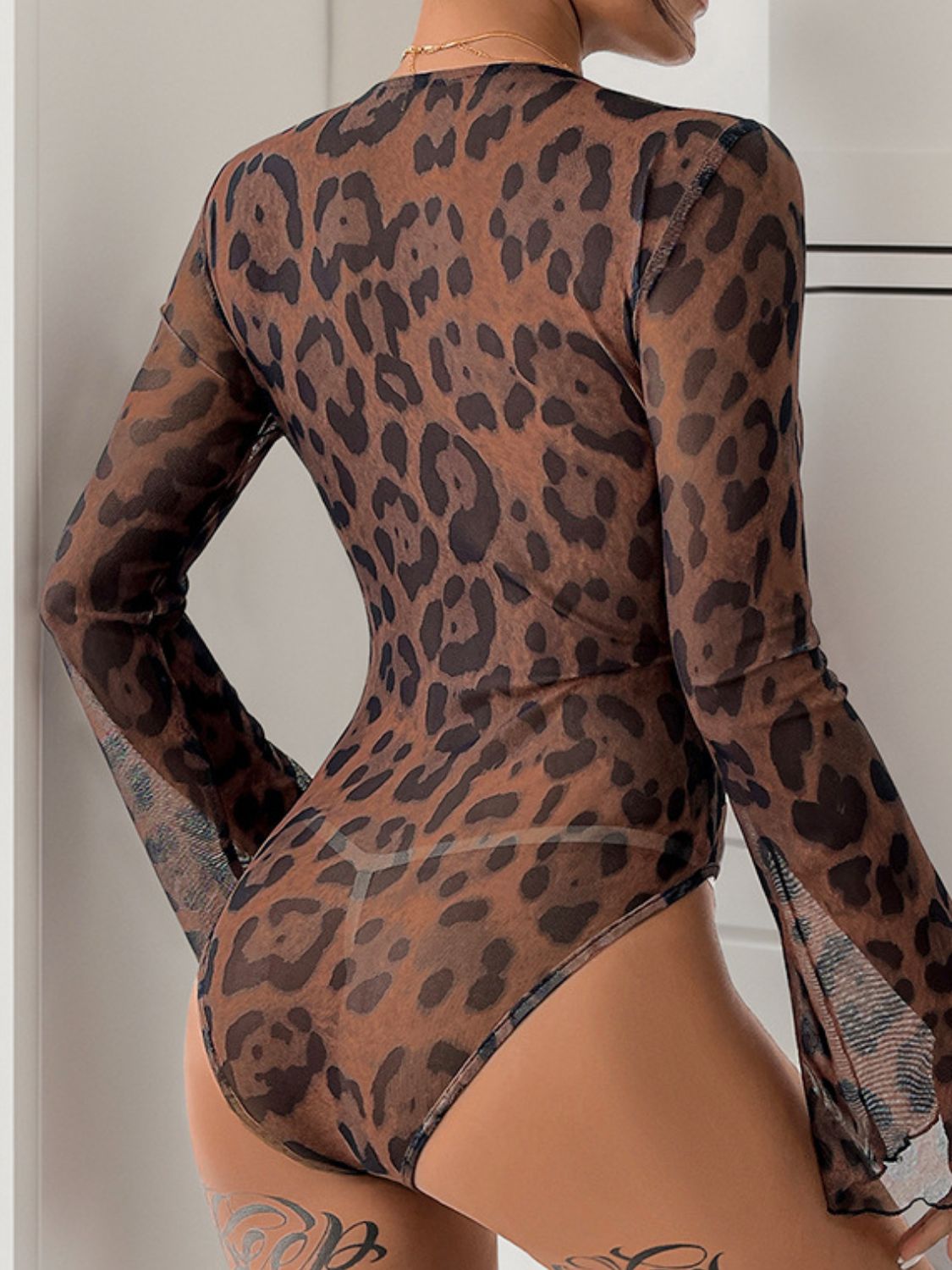 Perfee Leopard V-Neck Lace Bodysuit - Supernovarieties Boutique