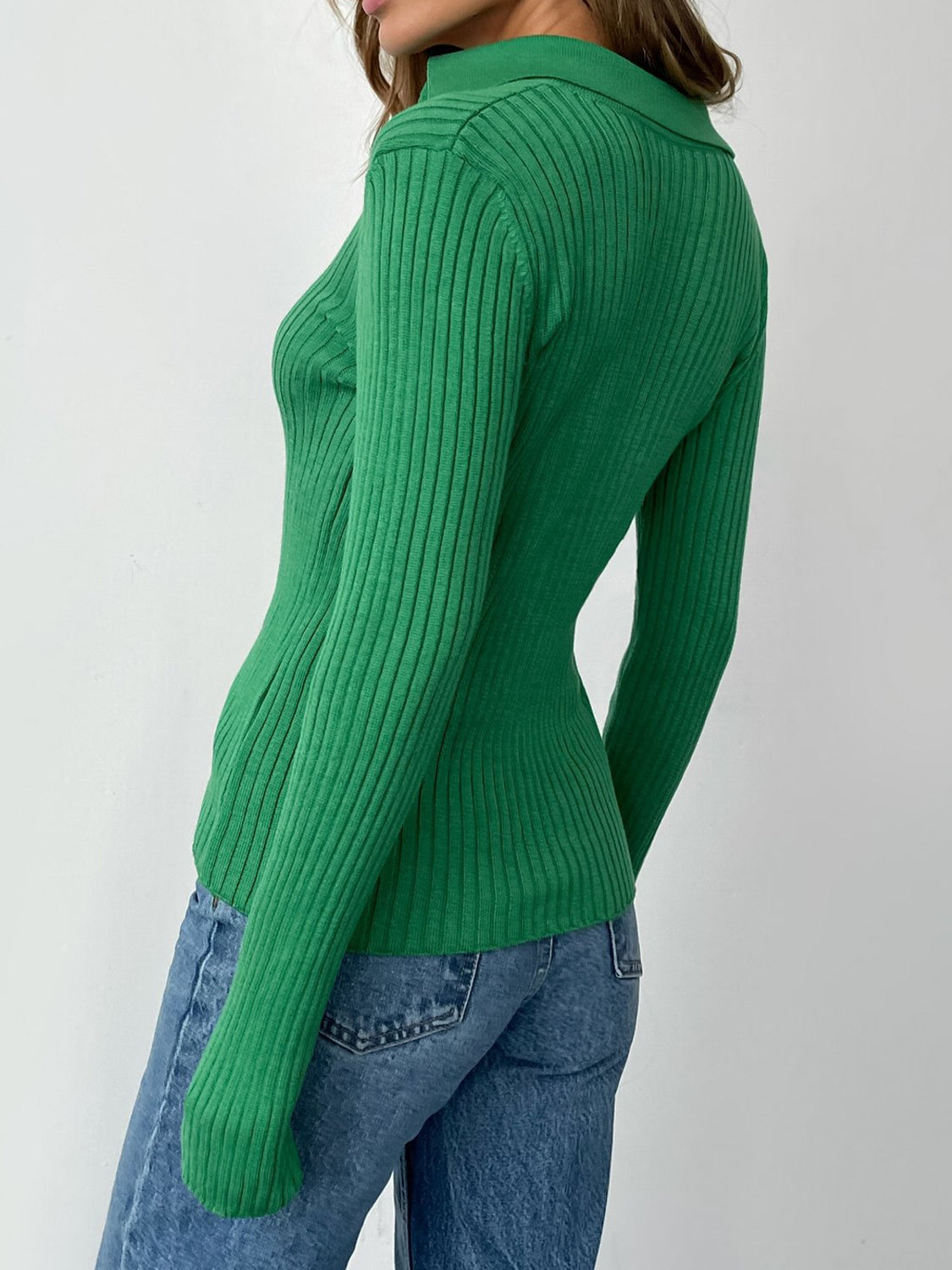 Johnny Collar Rib-Knit Top - Supernovarieties Boutique