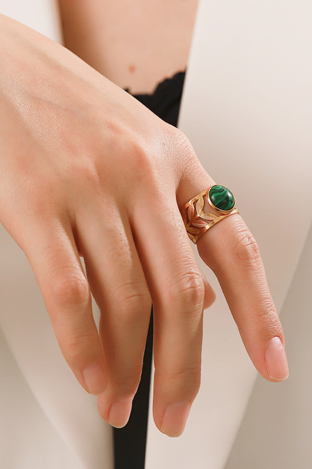 18k Gold Plated Malachite Leaf Ring - Supernovarieties Boutique