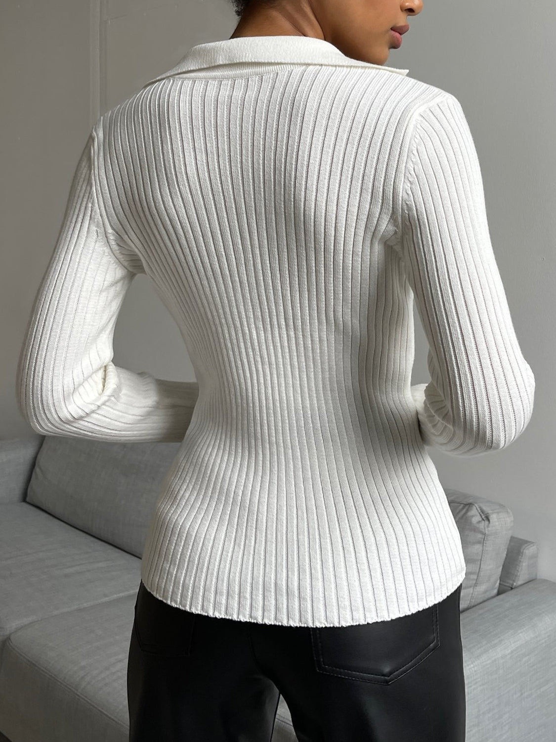 Johnny Collar Rib-Knit Top - Supernovarieties Boutique