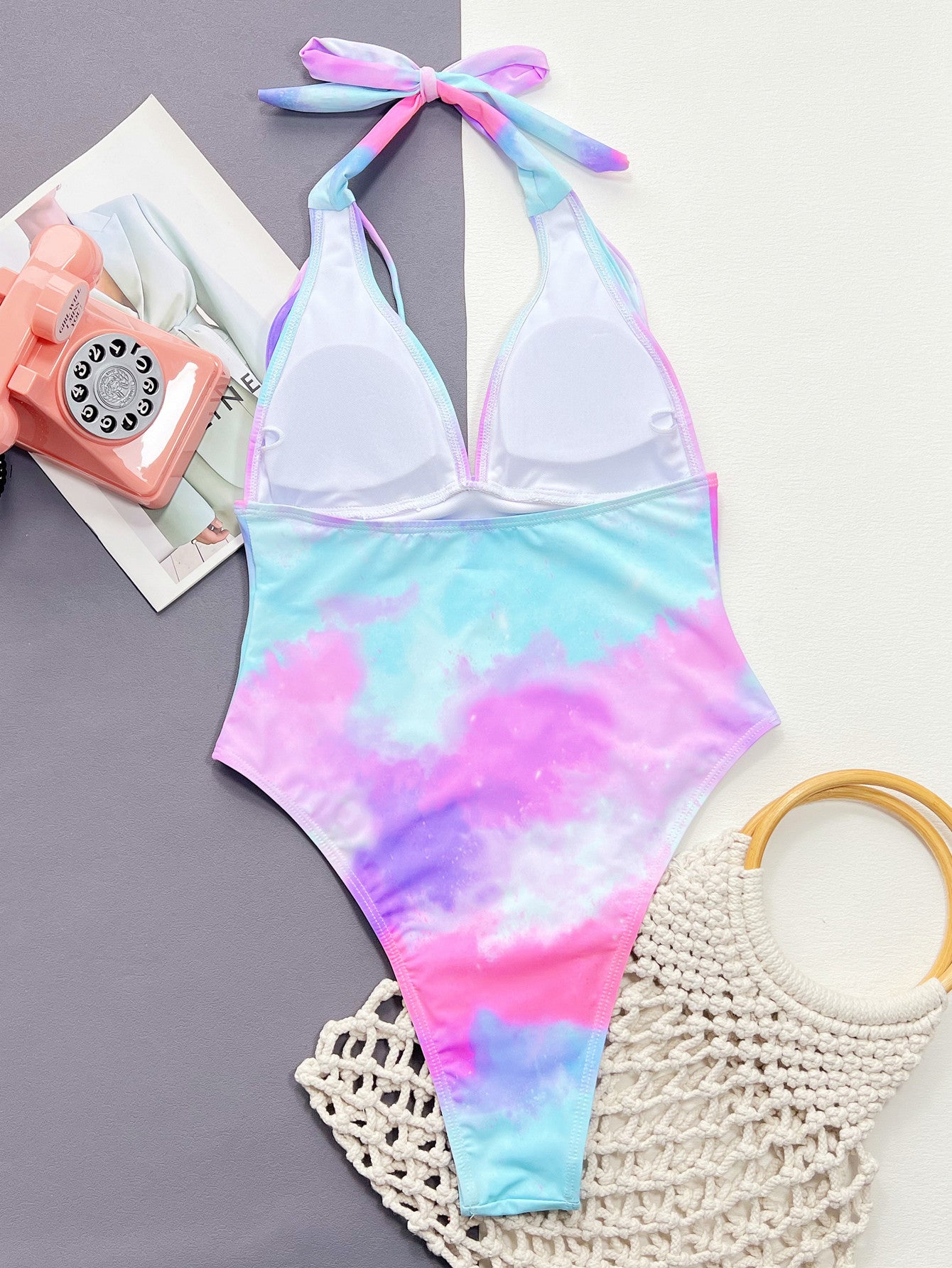 Tie-Dye Halter Neck One-Piece Swimsuit - Supernovarieties Boutique