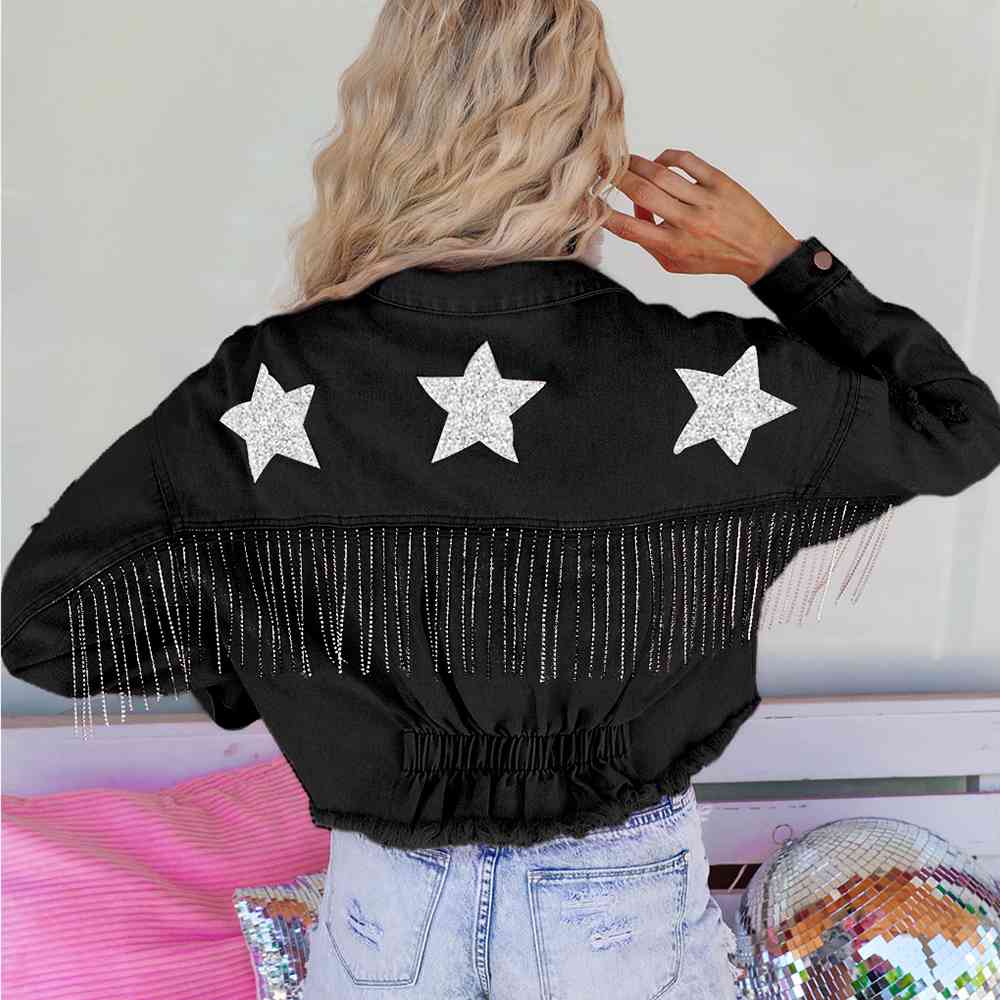 Distressed Raw Hem Dropped Shoulder Denim Jacket - Supernovarieties Boutique